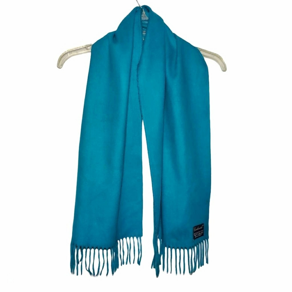 VINTAGE Robinson's Cashmink Teal Fringe Scarf